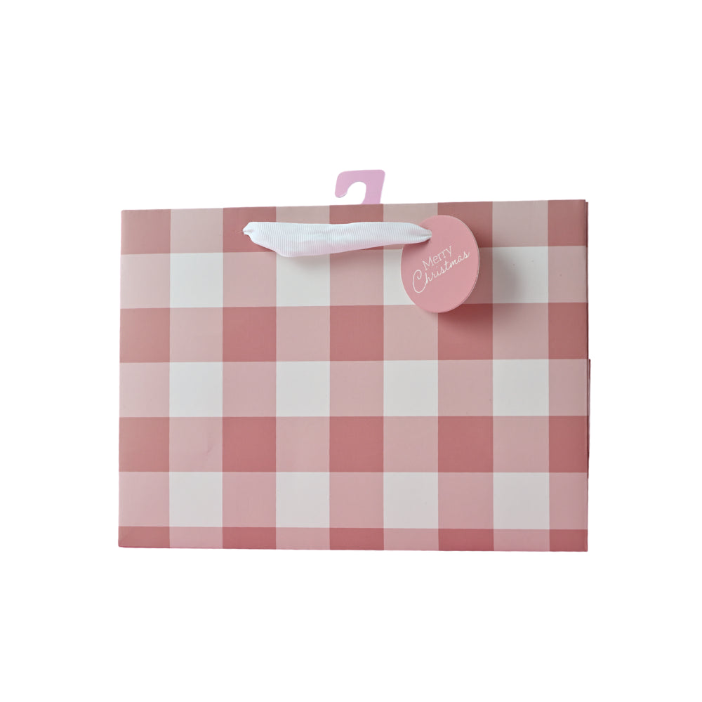 Christmas Medium Gift Bag - Berry Gingham